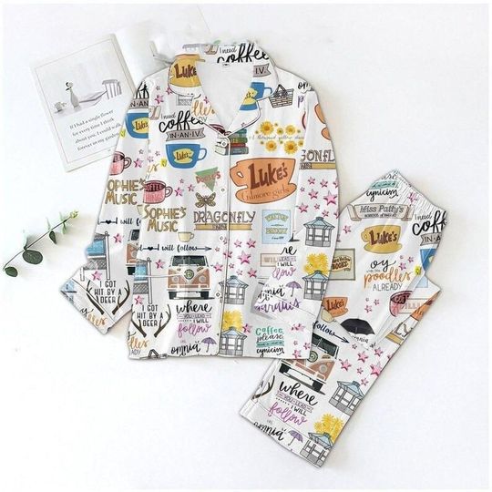 Stars Hollow Pajamas, Luke's Dinner Women Pajamas Sets, Family Christmas Pajamas, Family Holiday Pajamas