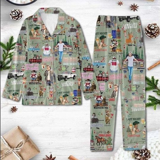 Wallen Western Pajamas Set, Country Band Pajamas, Western Pajamas Sets, Wallen Thick Pajamas
