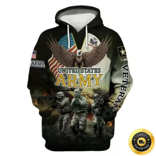 Veteran United States Army Veteran Eagle Spread Wing 3D Hoodie