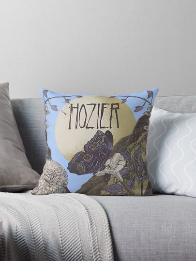 Unofficial Unreal Unearth Tour Hozier Inspired NYC Butterfly and Moon Throw Pillow