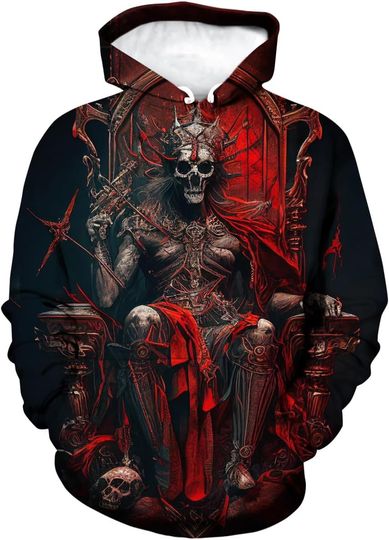 Men's Novelty Skull Print 3D Hoodie