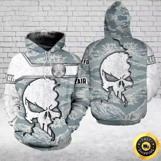 Veteran Skull Air Force Camouflage 3D Hoodie