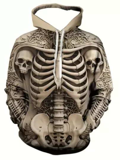 Men's 3D Skeleton Skull Print Hoodie