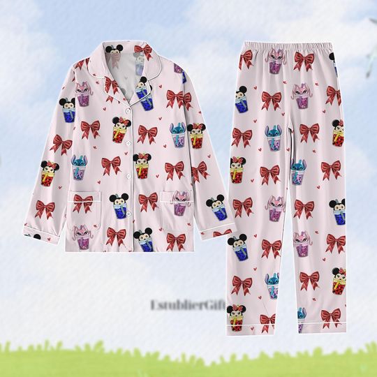 Disney Coquette Bows Pajamas Set, Minnie Mickey Lover Pajamas Set