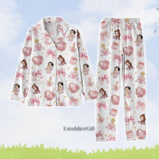 Pink Coquette Princess Pajamas Set, Disney Princess Pajamas Set