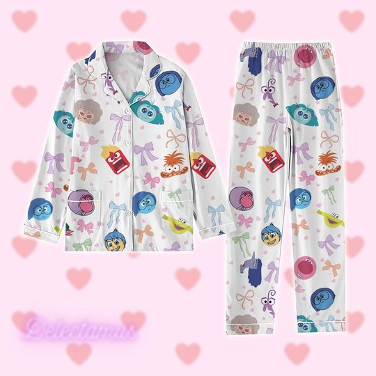 Inside Out 2 Coquette Pajamas Set, Disney Inside Out Characters Pajamas Set