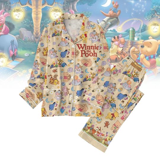Vintage Winnie The Pooh Pajamas Set, Pooh And Friends Women Pajamas Set