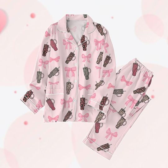 Obsessive Cup Disorder Valentine Pajamas Set, Coquette Bow Holiday Pajamas Set