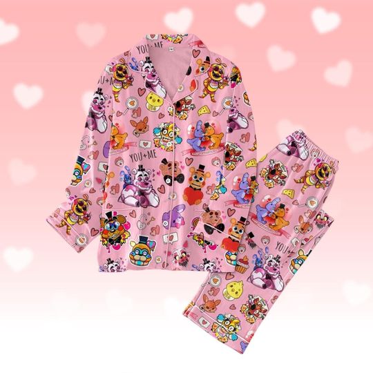 Five Nights At Freddys Pajamas Set, Five Nights At Freddys Valentine Pajamas Set