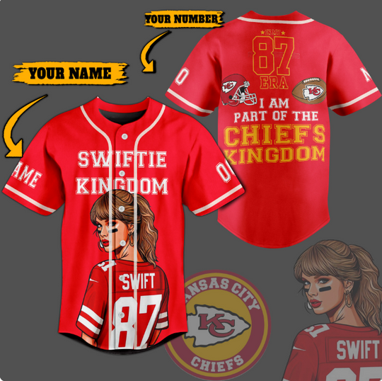 Swifie Kingdom Chief Baseball Jersey Kansas City Football Team  Baseball Jersey
