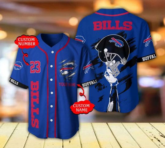 Personalized Buffalo Bills Baseball Jersey, Game Day Football, Buffalo Baseball Jersey