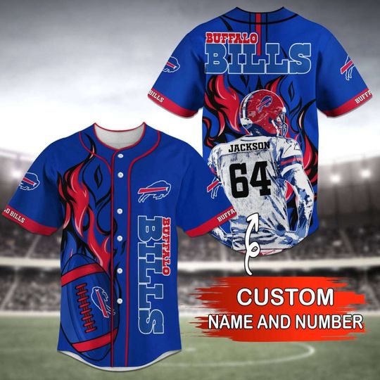Personalized Buffalo Bills Baseball Jersey, Game Day Football, Retro Buffalo Baseball Jersey