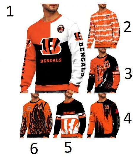 Cincinnati Bengals Mens 3D Sweatshirt Football Casual Long Sleeve Pullover