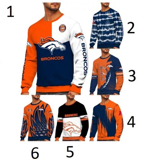 Denver Broncos Men's 3D Sweatshirt Football Casual Long Sleeve Pullover