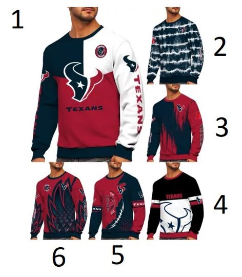 Houston Texans Men's 3D Sweatshirt Football Casual Long Sleeve Pullover