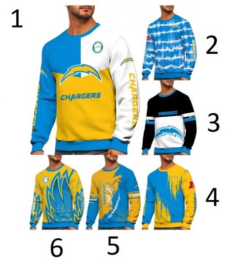 Los Angeles Chargers Men's 3D Sweatshirt Football Long Sleeve Pullover
