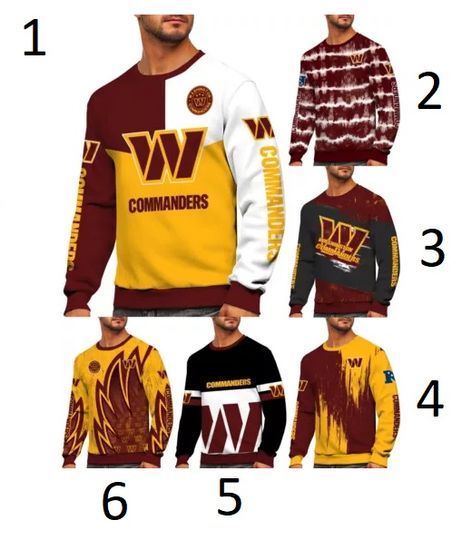 Washington Commanders Men's 3D Sweatshirt Football Long Sleeve Pullover