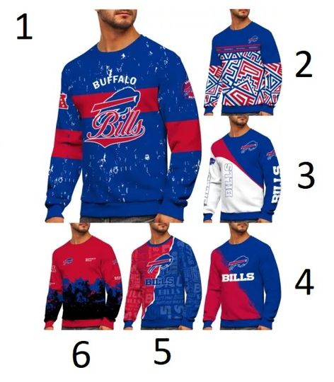 Buffalo Bills Men's 3D Sweatshirt Football Casual Long Sleeve Pullover