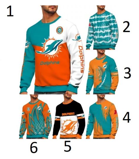Miami Dolphins Men's 3D Sweatshirt Football Casual Long Sleeve Pullover