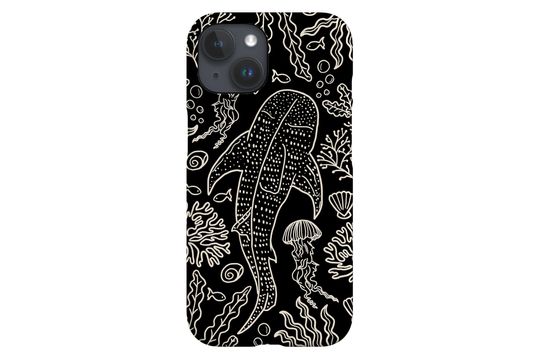 Black Whale Shark Coral Reef Phone Case