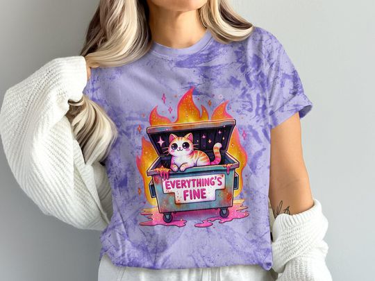 Everything's Fine Cat T-Shirt, Kawaii Cat Blast T-Shirt