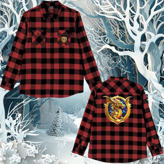 Dragon Flannel Shirt | Western Flannel Shirt | Plaid Back Print Flannel Jacket l  Dragon Lover Gift
