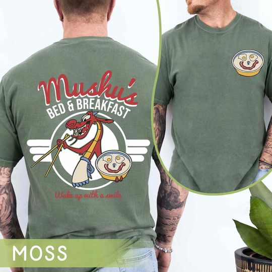 Two Sided Vintage Mushu's Bed & Breakfast Comfort Colors Shirt, Mushu Dragon Mulan Disney T-shirt, Mushu's Rice Porridge, Disneyland Trip