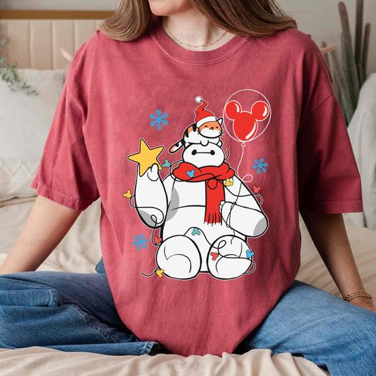 Retro Disney Christmas Cute Baymax And Cat Shirt, Big Hero 6 T-shirt, Disney Family Christmas Tee, Merry Christmas, Disneyland Family Trip
