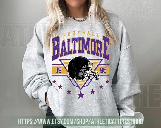 Baltimore Football Vintage Sweatshirt,Retro Raven Crewneck,Oversized Football Sweatshirt, Baltimore Football Fan Gift