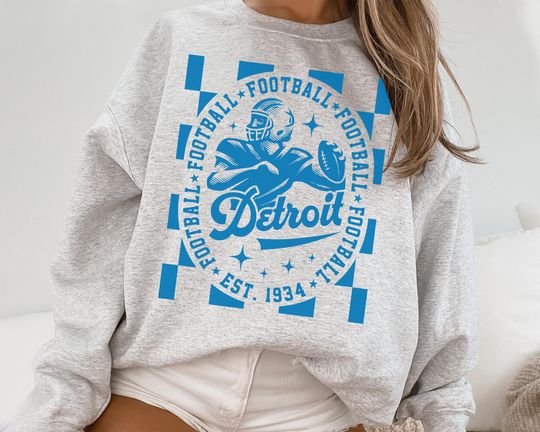 Detroit Lion Football Crewneck Sweatshirt , Lions Sweatshirt, Vintage Style Detroit T-Shirt, Detroit Fans Gift