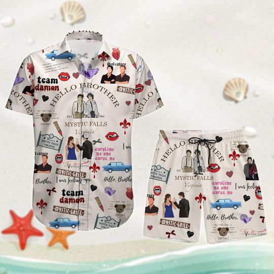 Vampire Diaries Hawaiian Shirt and Shorts Set