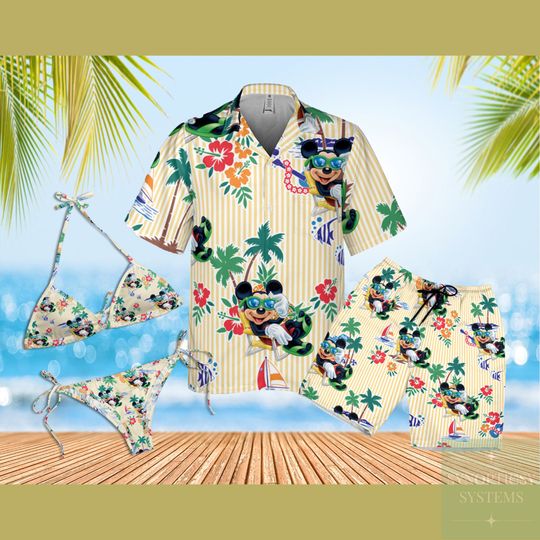 Funny Hawaiian Mickey Mouse Hawaiian Shirt and Shorts Set