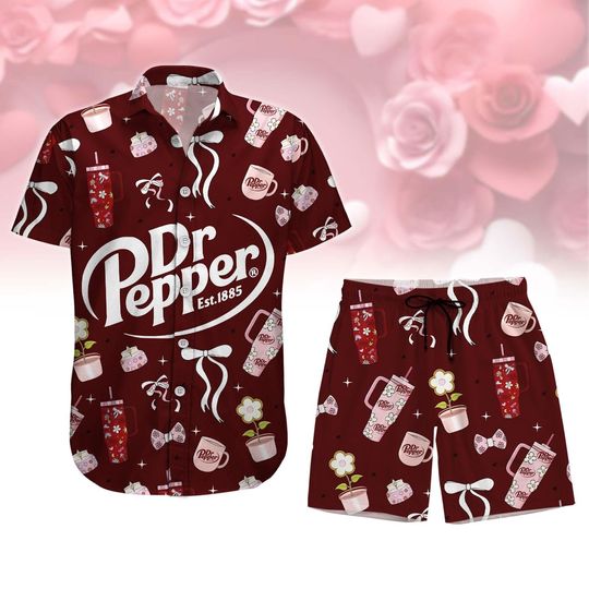 Dr Pepper Coquette Hawaiian Shirt and Shorts Set