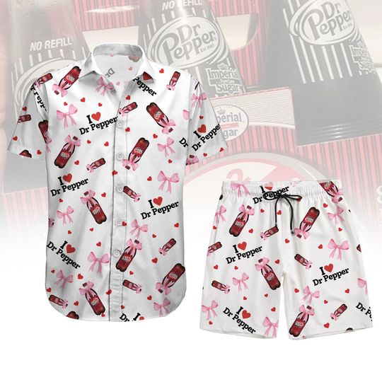 Dr Pepper Coquette Hawaiian Shirt and Shorts Set