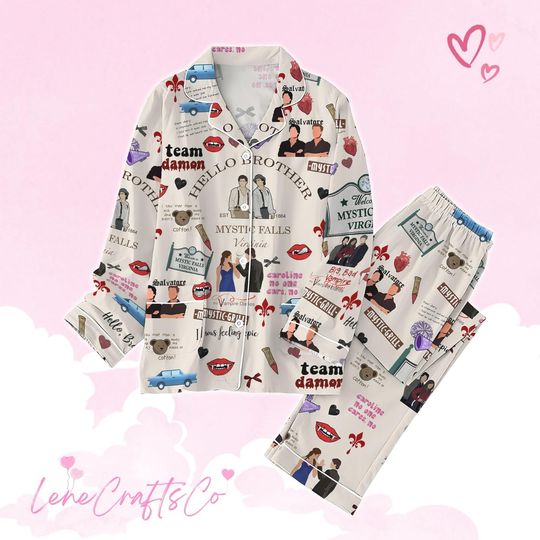 Vampire Diaries Thick Pajamas, Hello Brother Pajama Women, Salvatore Brothers Pajamas Pants, Mystic Falls Holiday Pajamas, Gift for Her