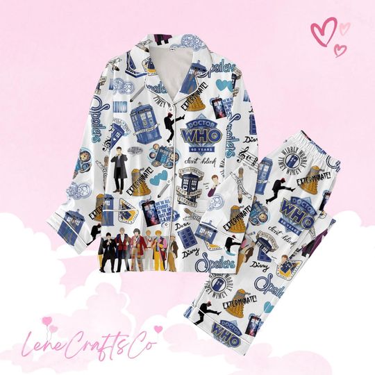 Doctor Who Pajamas Set, Doctor Who Pajamas Family, Dr Who Pajamas Pants, Tardis Police Box Christmas Pajamas