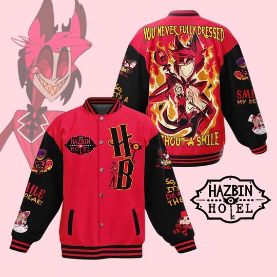 Hazbin Hotel Jacket, Hazbin Hotel Baseball Jacket, Hazbin Hotel Alastor Shirt, Animated Jacket For Men, Hazbin Hotel Racing Jacket