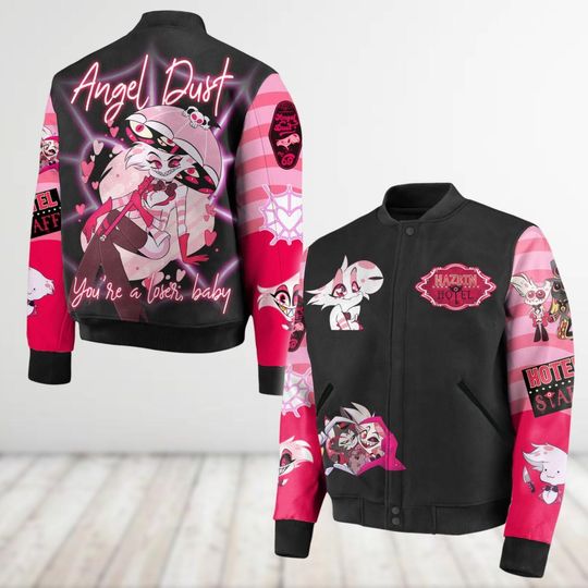 Angel Dust Hazbin Hotel Baseball Jacket, Charlie Alastor Morningstar Jackets For Men, Anime Series Jacket, Cartoon Movie Fan Gifts
