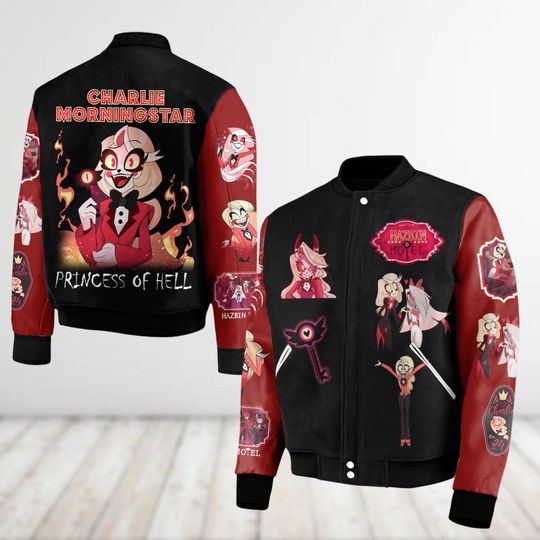 Charlie Hazbin Hotel Baseball Jacket, Charlie Morningstar Unisex Jackets, Princess Of Hazbin Streetwear Jacket, Anime Lovers Gifts