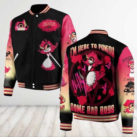 Niffty Hazbin Hotel Baseball Jacket, Charlie Alastor Morningstar Jackets For Men, Anime Movie Streetwear Jacket, Niffty Hazbin Fan Gift