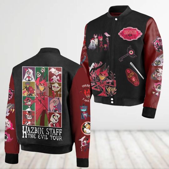 Hazbin Hotel Baseball Jacket, Anime Series Tour Jacket Men, Charlie Morningstar Alastor Lucifer Hazbin Shirt, Cartoon Characters Gifts