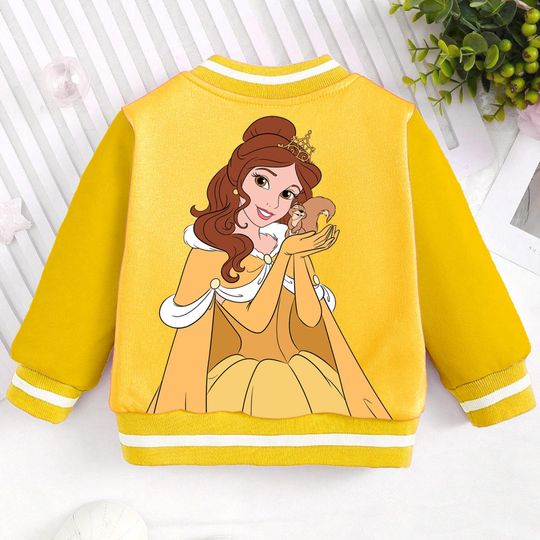 Belle Princess Big Face Kids and Youth Baseball Jacket, Aldult Unisex Varsity Baseball Jacket