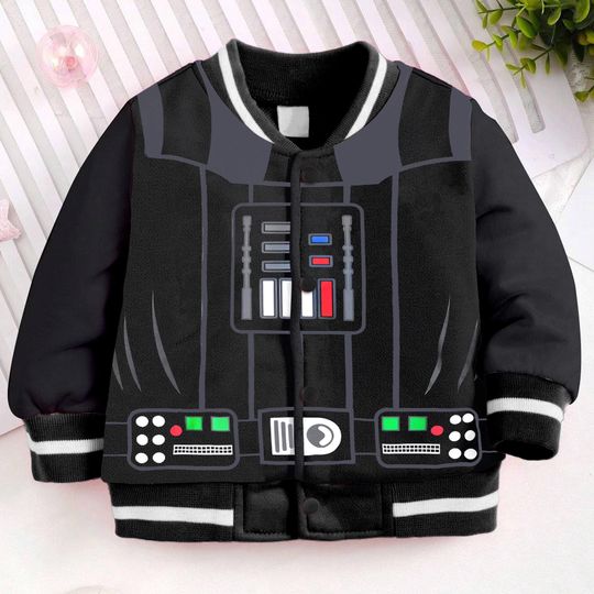 Darth Vader Costume Kids and Youth Baseball Jacket, Aldult Unisex Varsity Baseball Jacket