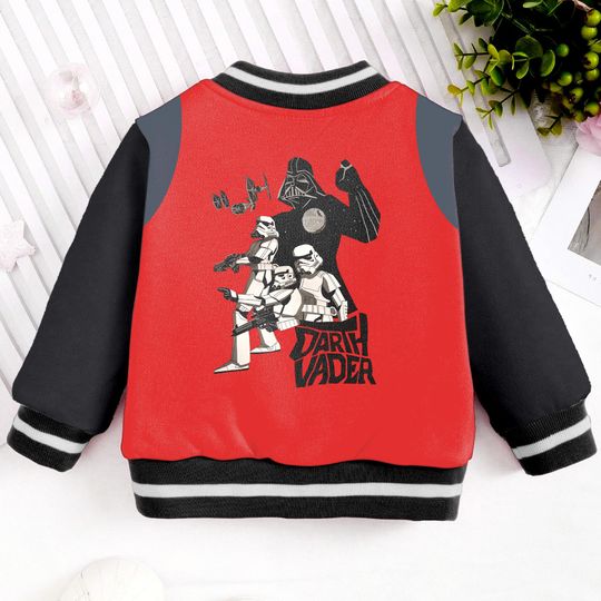 Darth Vader and Stormtrooper Team Kids and Youth Baseball Jacket, Aldult Unisex Varsity Baseball Jacket