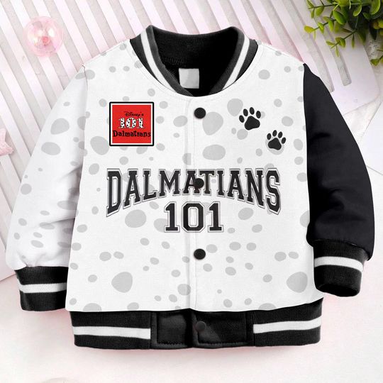 101 Dalmatians Kids and Youth Baseball Jacket, Aldult Unisex Varsity Baseball Jacket