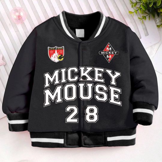 Mickey Mouse 28 Kids and Youth Baseball Jacket, Aldult Unisex Varsity Baseball Jacket