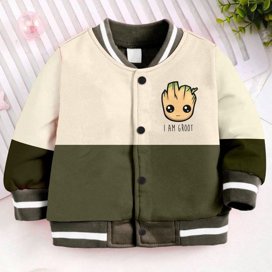 Cute Groot Kids and Youth Baseball Jacket, Aldult Unisex Varsity Baseball Jacket