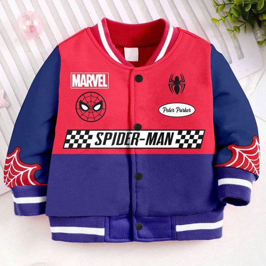 Spider Man Kids and Youth Baseball Jacket, Aldult Unisex Varsity Baseball Jacket