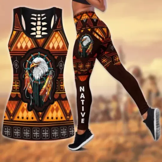 Eagle Dreamcatcher Native American Hollow Tanktop Leggings Sets