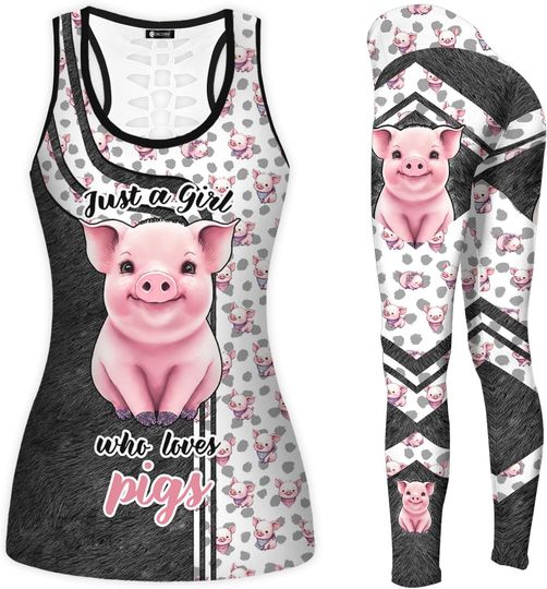 Just A Girl Who Loves Pigs Hollow Tank top and Legging Sets